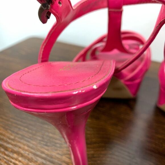 BCBGeneration Womens Preize Leather Platform Slingback Stiletto Sandals Pink 7.5 - Picture 7 of 11